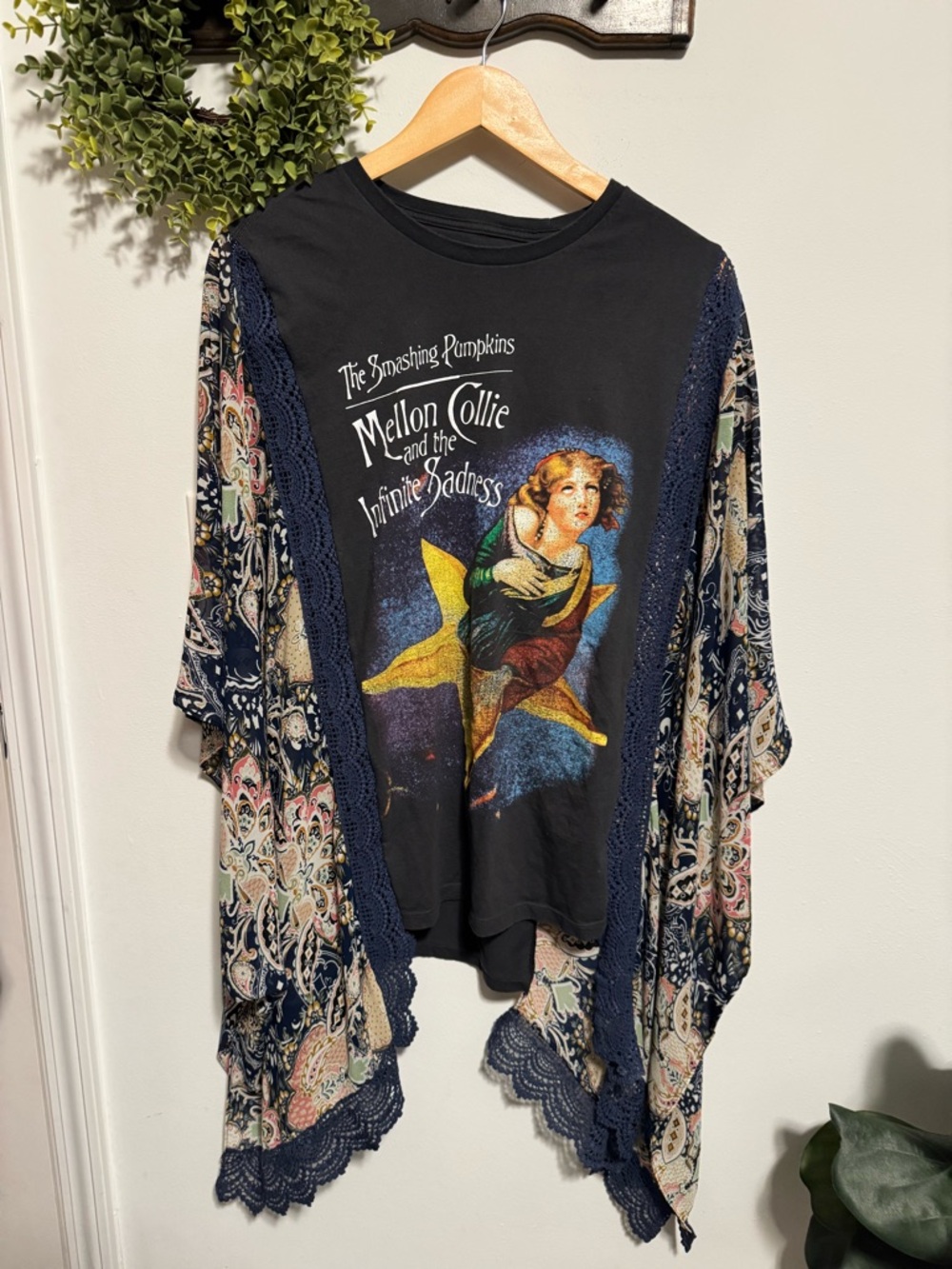 Upcycled The Smashing Pumpkins Mellon Collie Graphic Tee with Kimono Sleeves